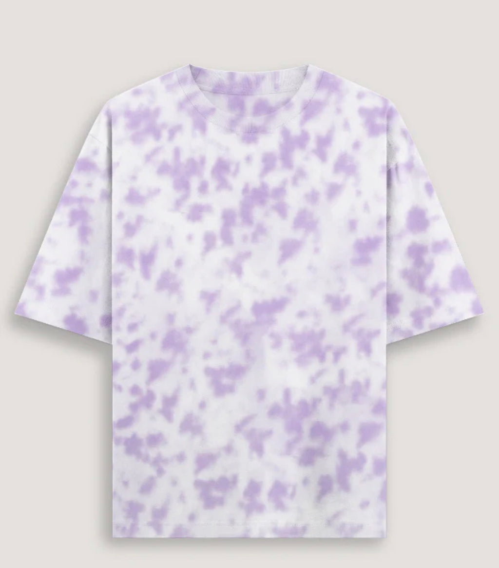 Unisex Tie Dye Oversized T-Shirt - White Lavendar