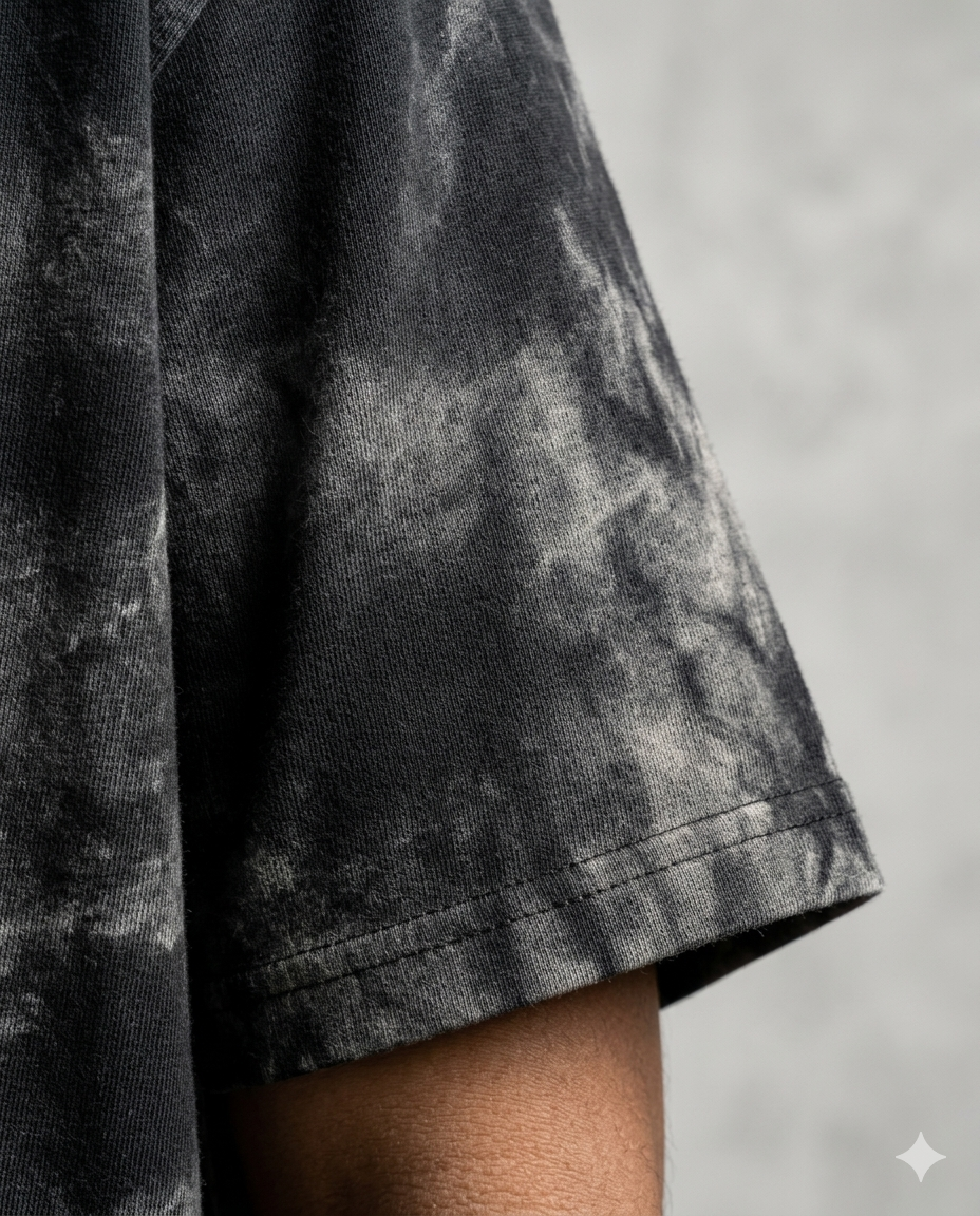 Unisex Acid Washed Oversized Tee - Black