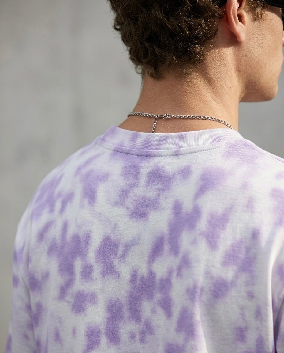 Unisex Tie Dye Oversized T-Shirt - White Lavendar