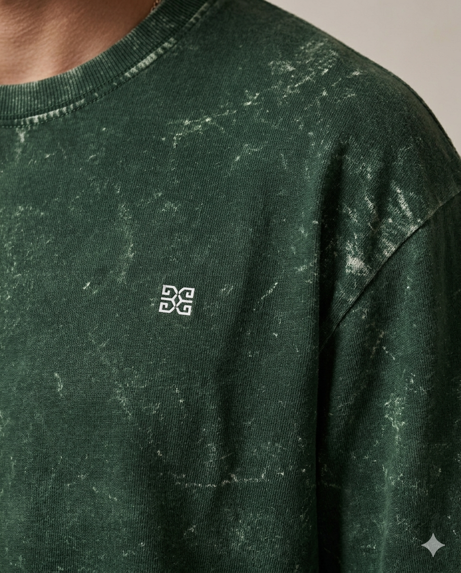 Unisex Acid Washed Oversized Tee - Bottle Green