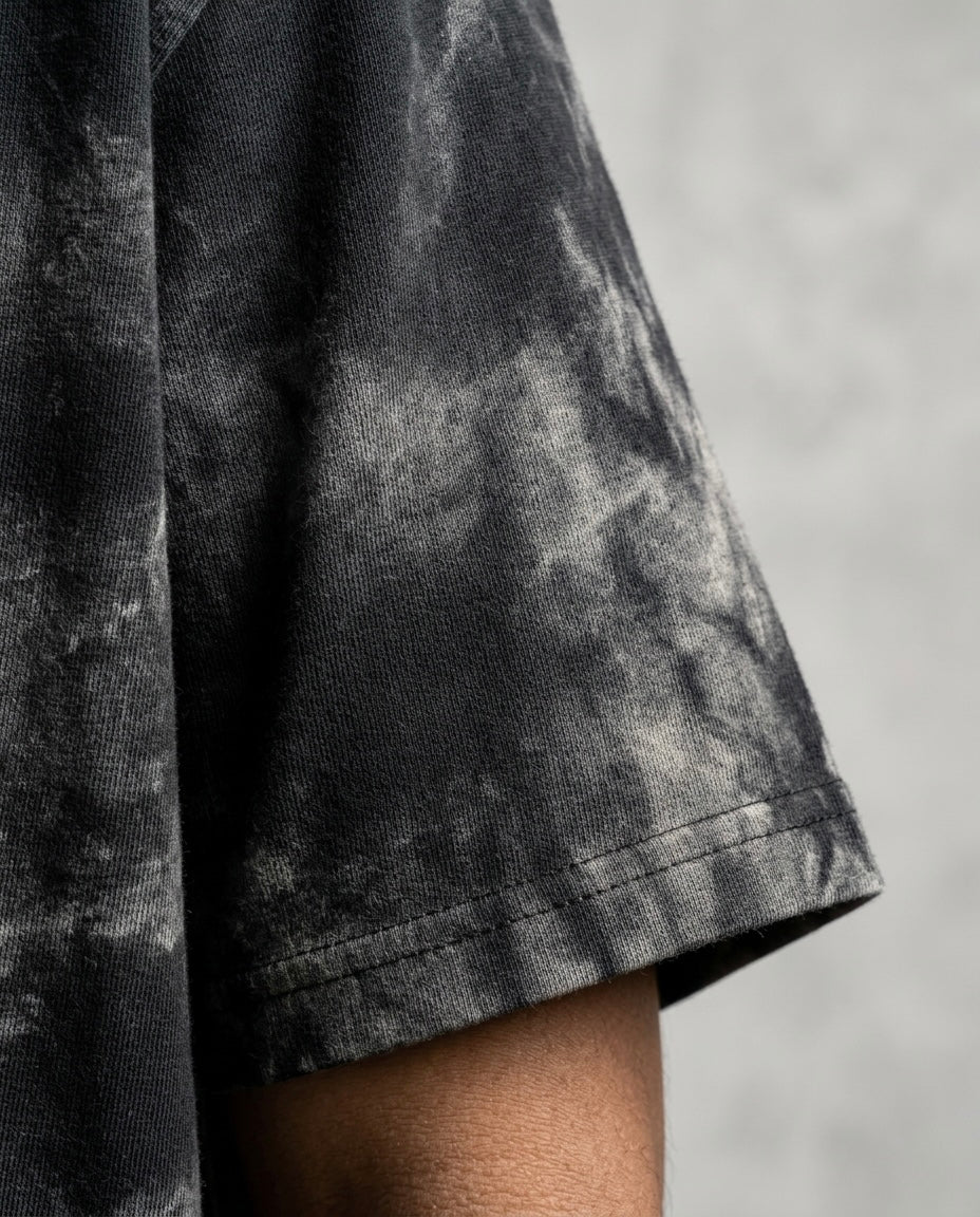 Unisex Acid Washed Oversized Tee - Black
