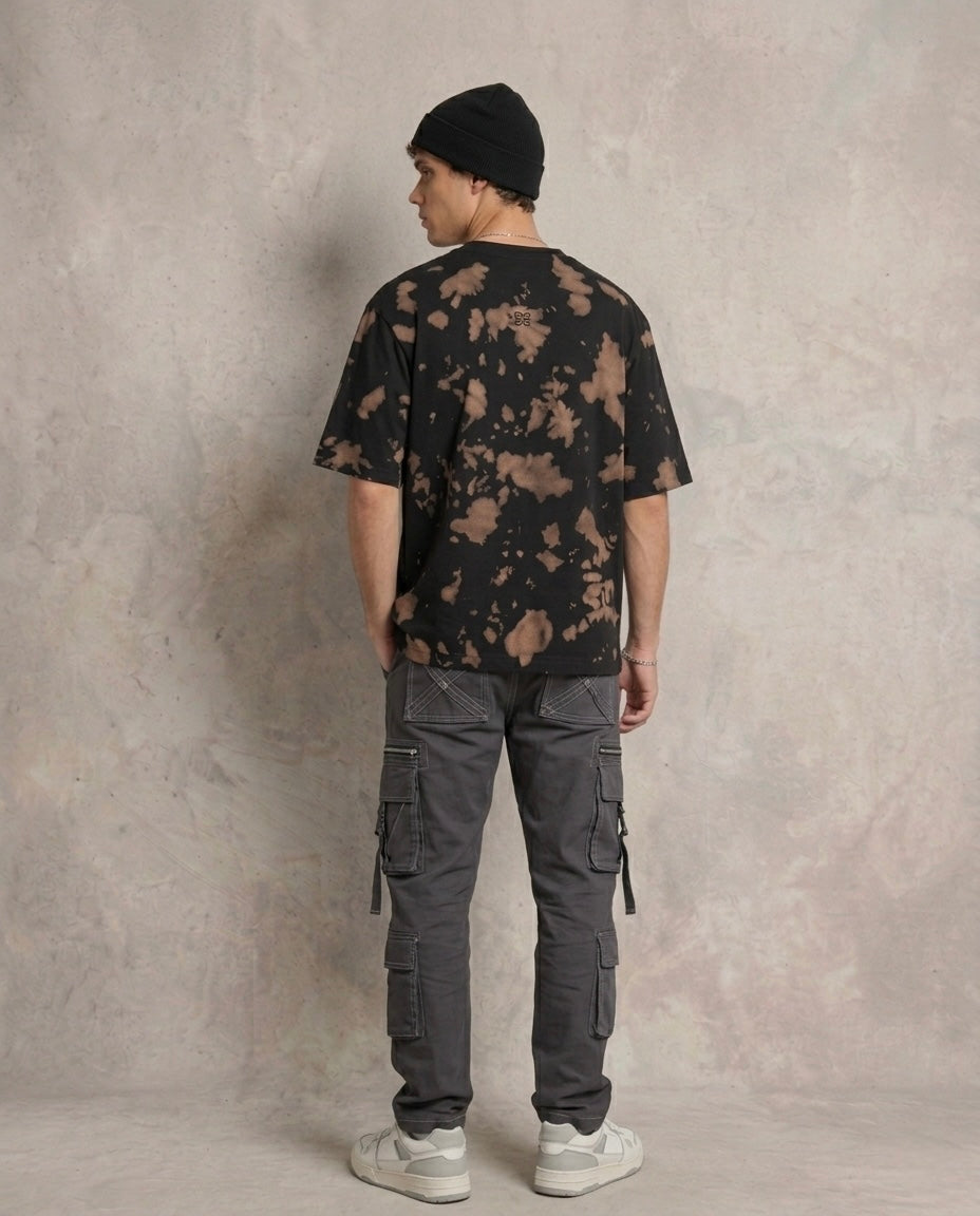 Unisex Tie Dye Oversized T-Shirt - Brown Black