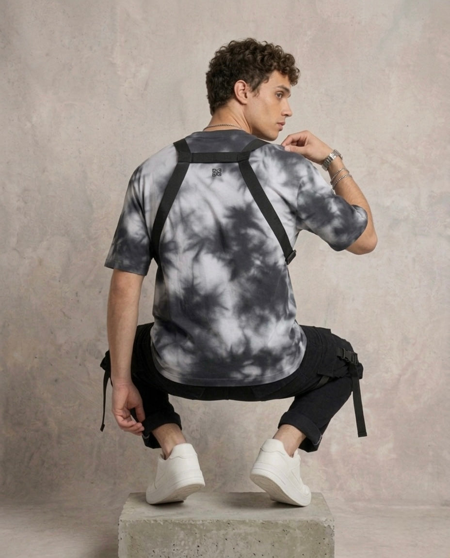 Unisex Tie Dye Oversized T-Shirt - White Black
